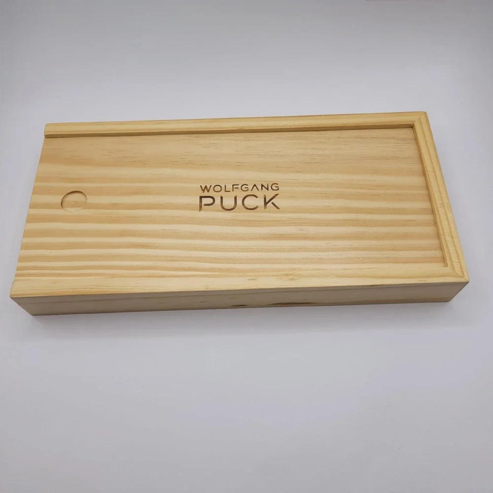 Wolfgang Puck 3 Piece Stainless Steel Cheese Knife Set with Wooden Storage Box